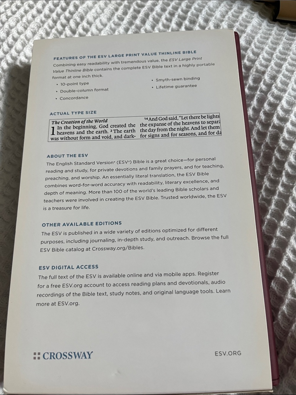 ESV Large Print Value Thinline Bible - Mahoganyr New - Picture 2 of 4